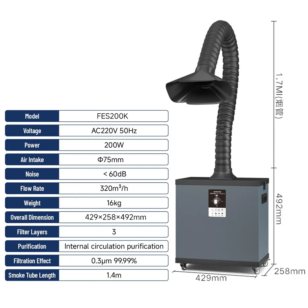 Fume Extractor Laser - KNOKOO saringan Laser asap dan debu,